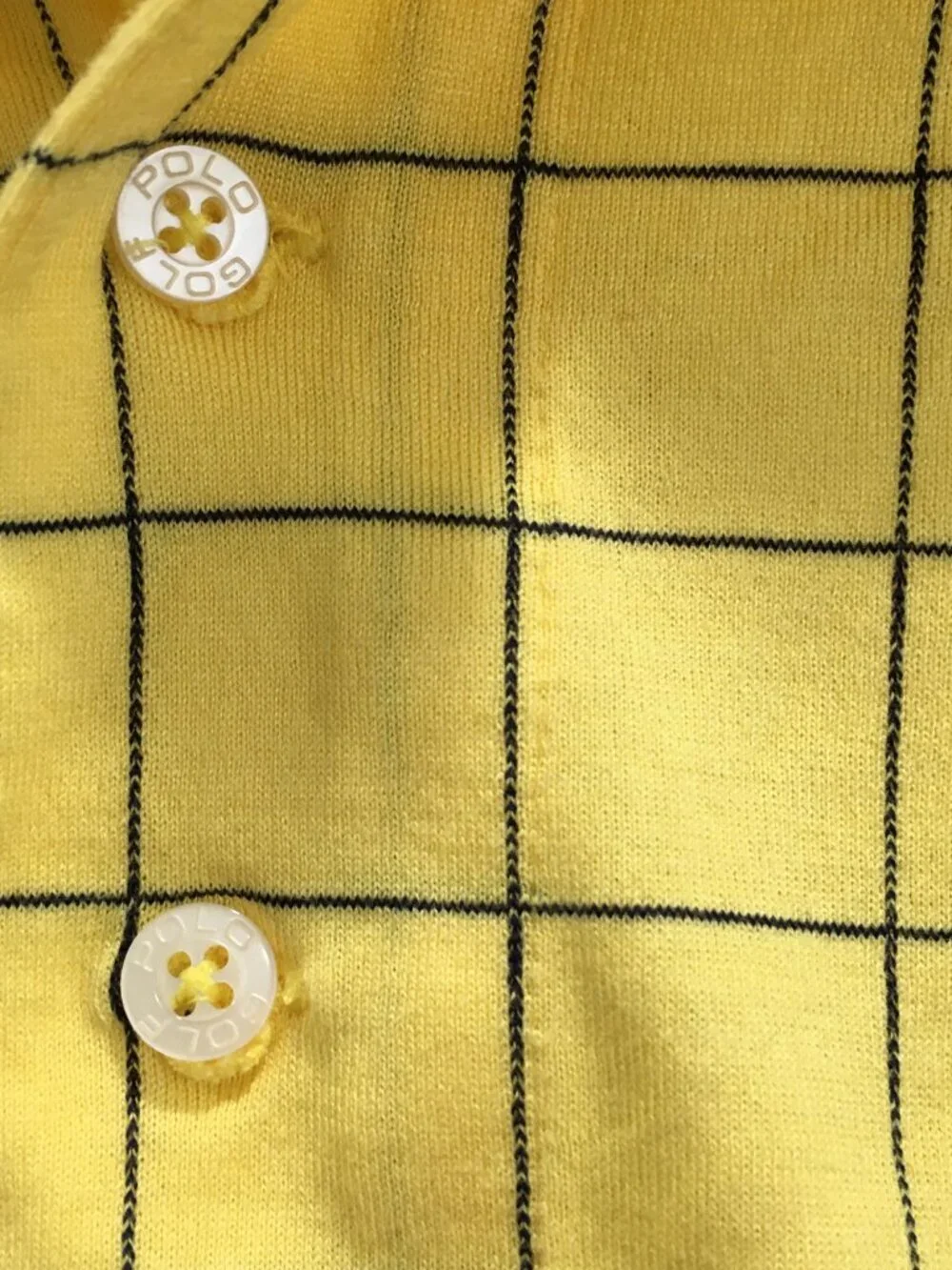 RALPH LAUREN Golf Yellow Blue Grid Checks Short Sleeve Polo Shirt